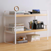 Adjustable Wood Desk Shelf – 2-Tier Office Organizer Rack for Supplies & Decor