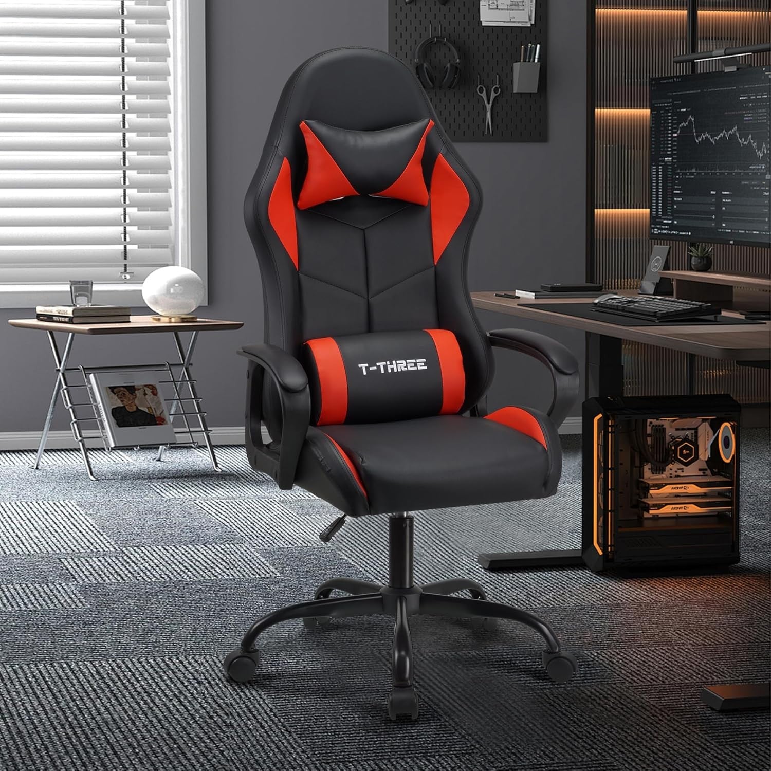 Ergonomic Gaming Chair High Back Swivel Office Desk Chair Red