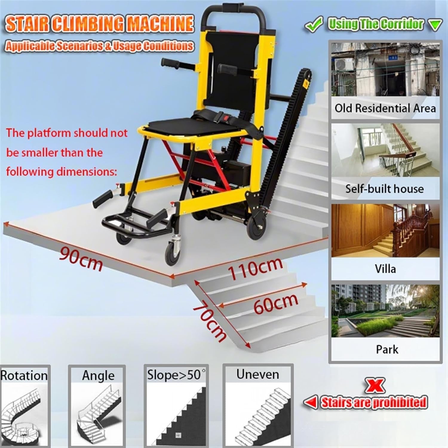 Electric Crawler Stair Climber Chair Foldable Portable Lift Mobility Aid 160kg