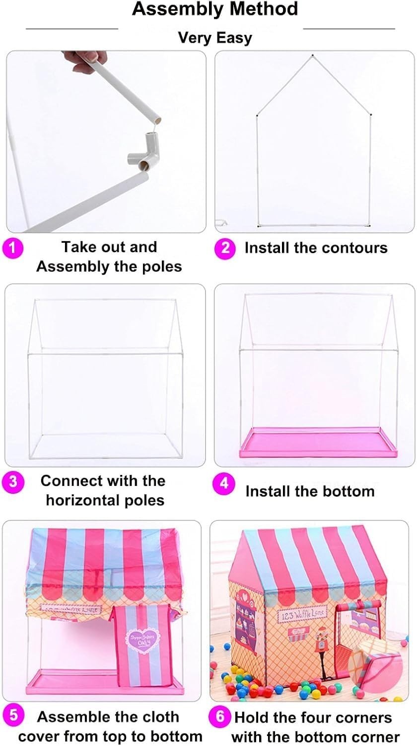 Kids Ice Cream Shop Play Tent Indoor Outdoor Bakery Playhouse Pink