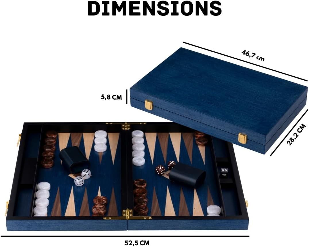 18” Luxury Burl Wood Backgammon Set Walnut Inlay Foldable Board Game