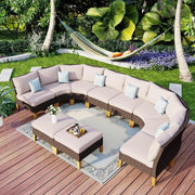 Outdoor Rattan Garden Sofa Set Waterproof Cushions Corner Lounge Patio