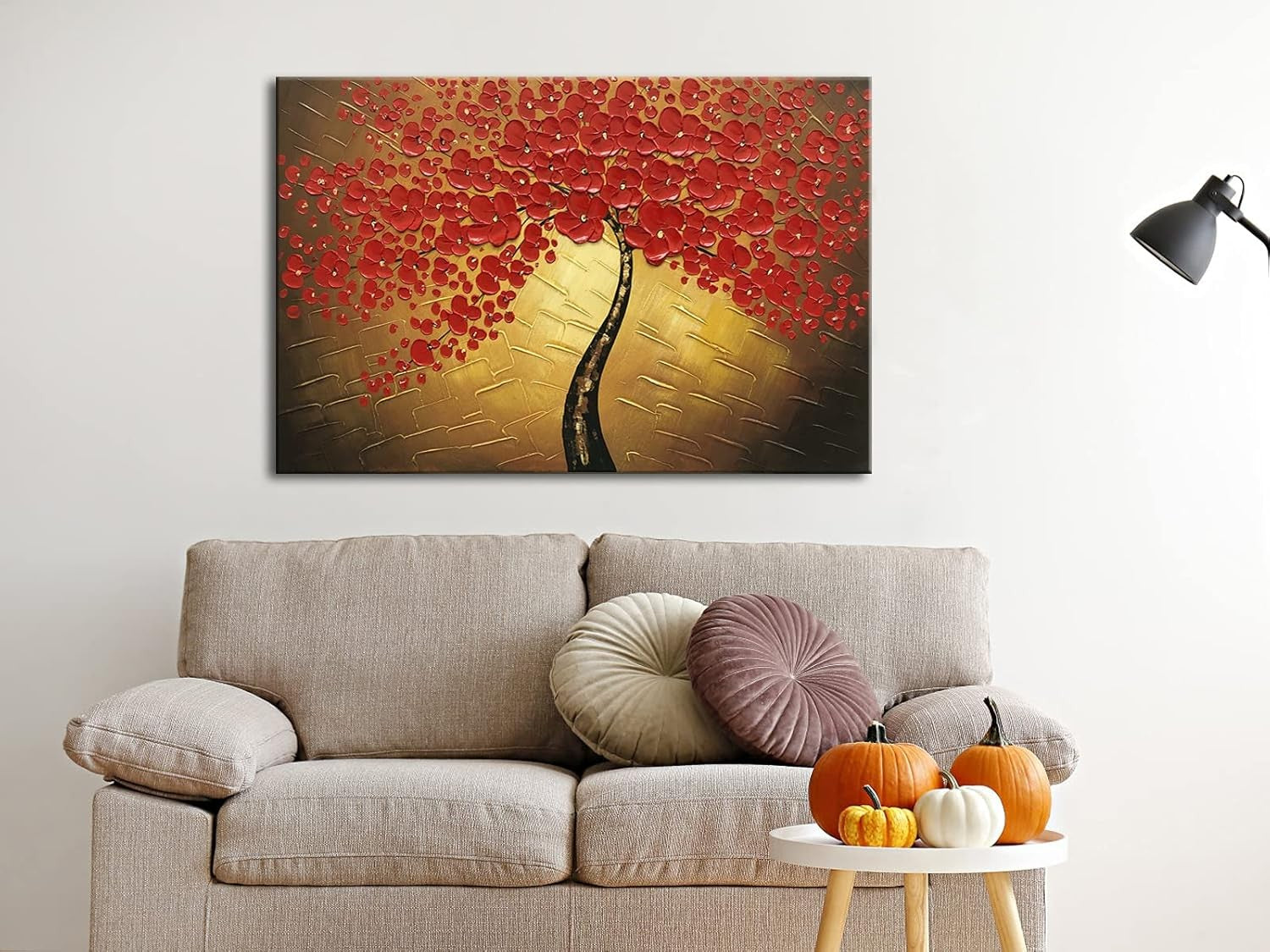 Red Flowers Canvas Wall Art 90x60 cm Hand-Painted Oil Modern Decor