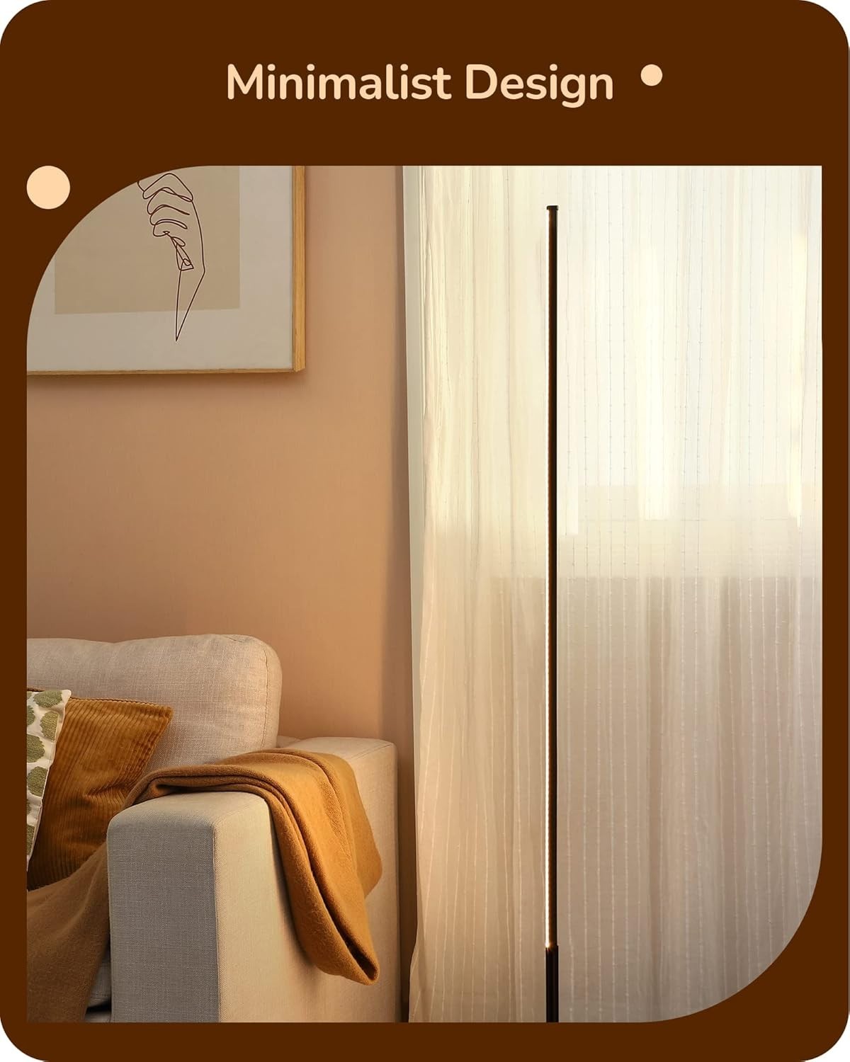 2 Pack Dimmable Modern LED Floor Lamp 57.5" Slim Design Warm Light