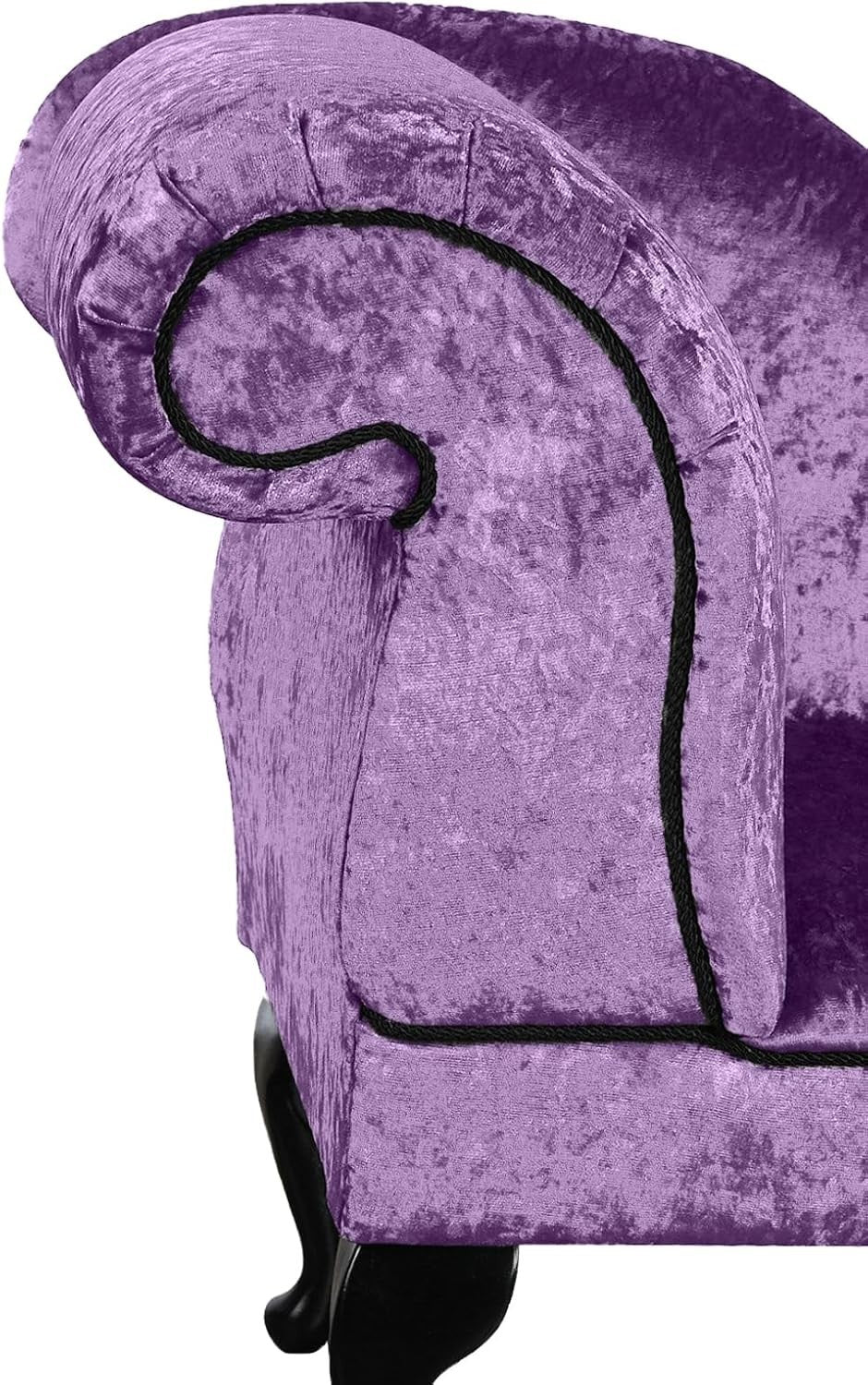 Grape Velvet Chaise Lounge Left Hand – Tufted Back, Handmade, Stylish Seat