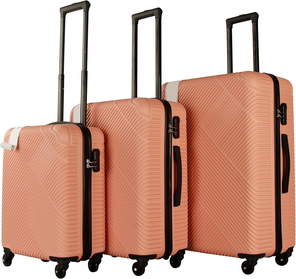 3PC Hard Shell Luggage Set 20 24 28 Inch Spinner Wheels Lock Rose Gold