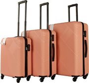 3PC Hard Shell Luggage Set 20 24 28 Inch Spinner Wheels Lock Rose Gold