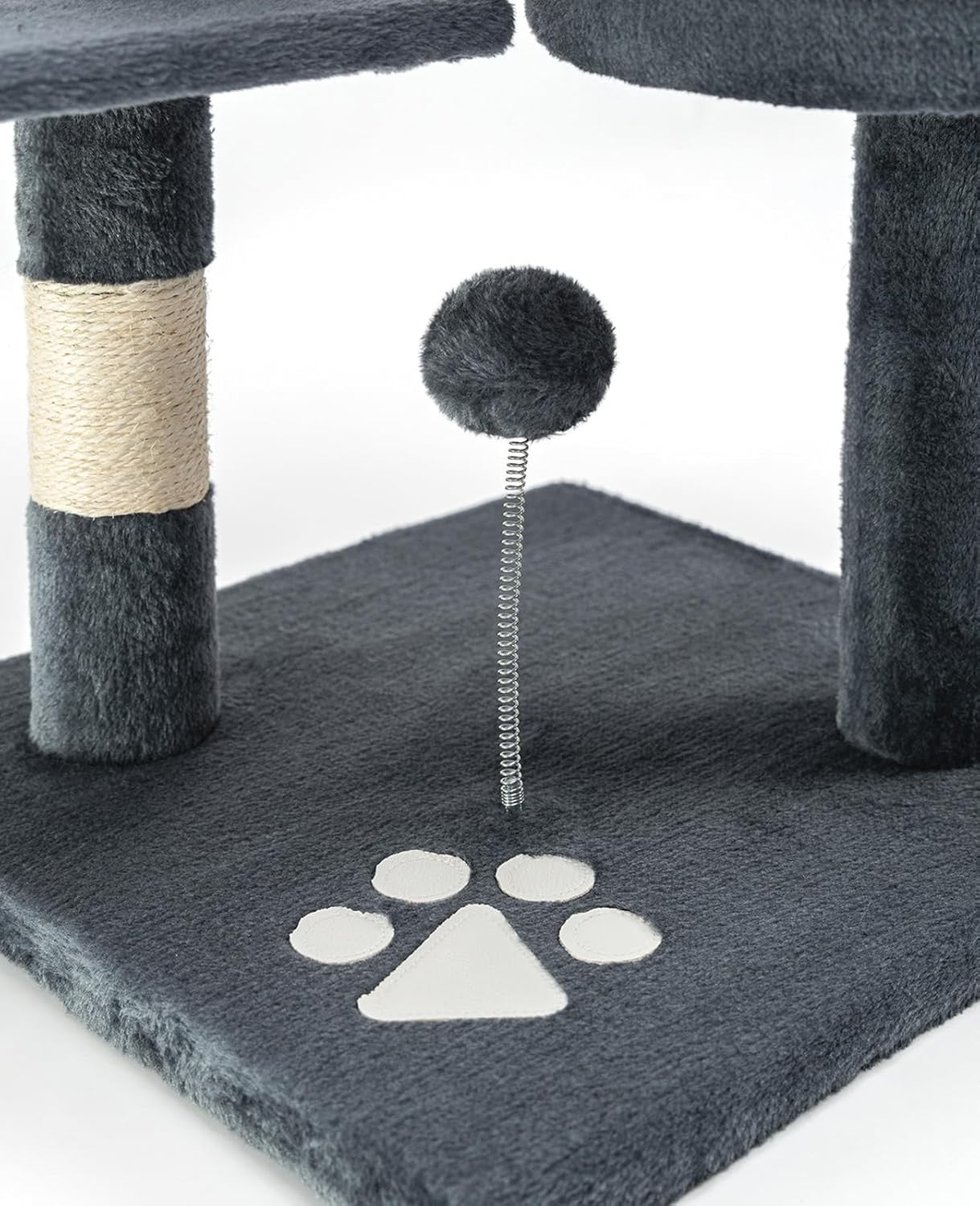 Cat Tree Scratching Post 112cm with Condo Sisal Rope Dark Grey Tower