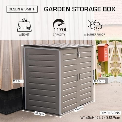 1170L XL Outdoor Storage Box Lockable Plastic Garden Shed Cabinet