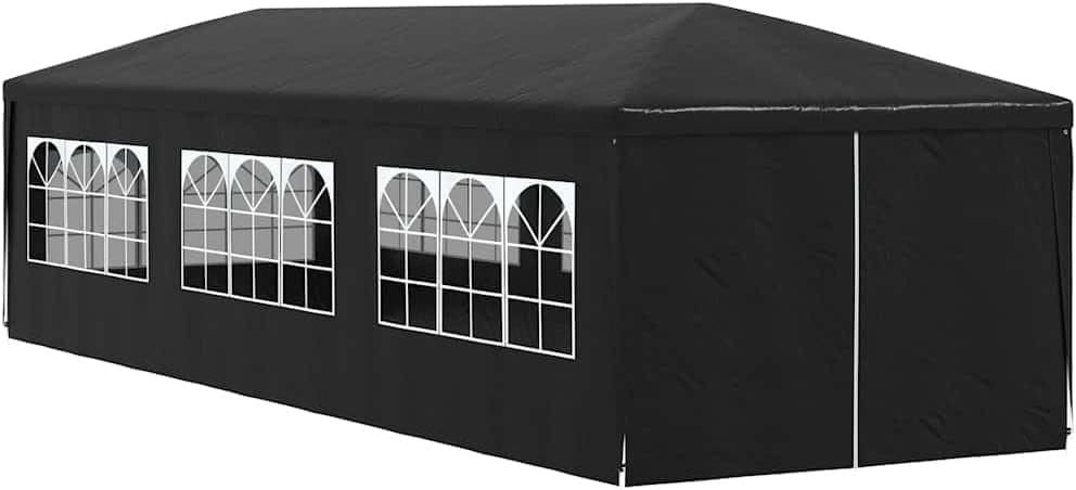 3x9m Anthracite Party Tent Gazebo Marquee PE Canopy Steel Frame Sides