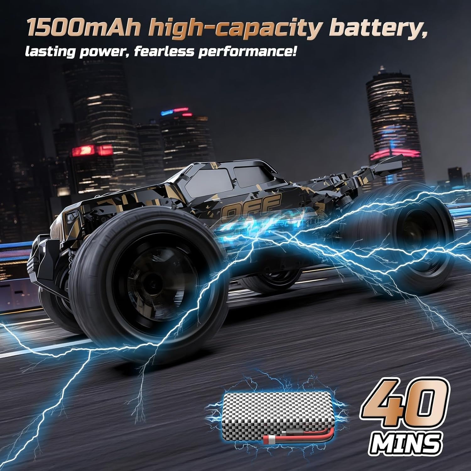 1:16 4WD RC Monster Truck – 40KM/H All-Terrain Fast Car, Dual Battery