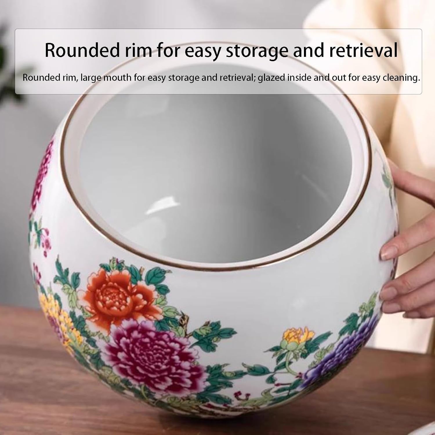 10KG Ceramic Rice Dispenser Sealed Food Storage Jar with Lid