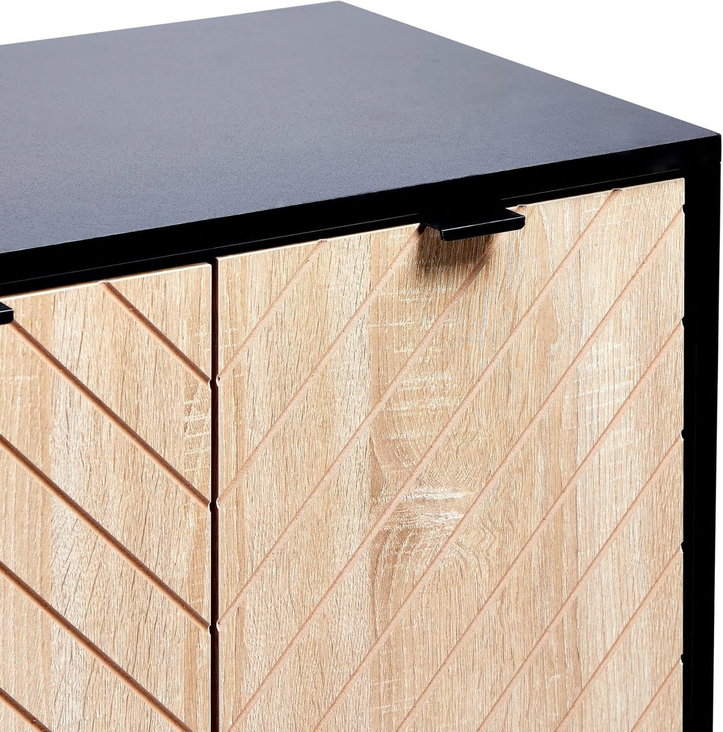Modern Industrial Sideboard Cabinet with 4 Doors & Large Storage for Home Bar