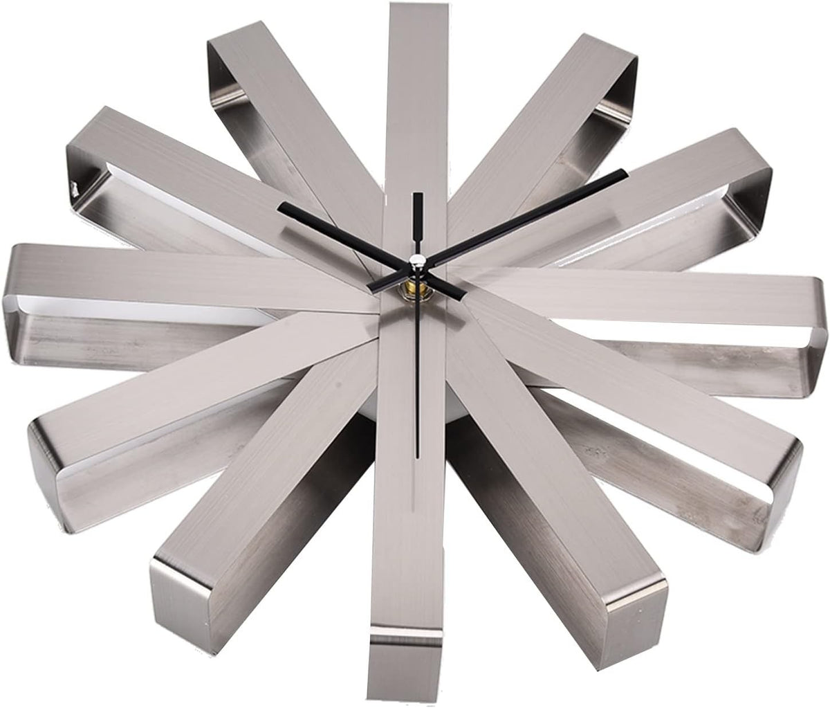 Modern Stainless Steel Wall Clock 11.8" Silent Non-Ticking Decorative Home Clock