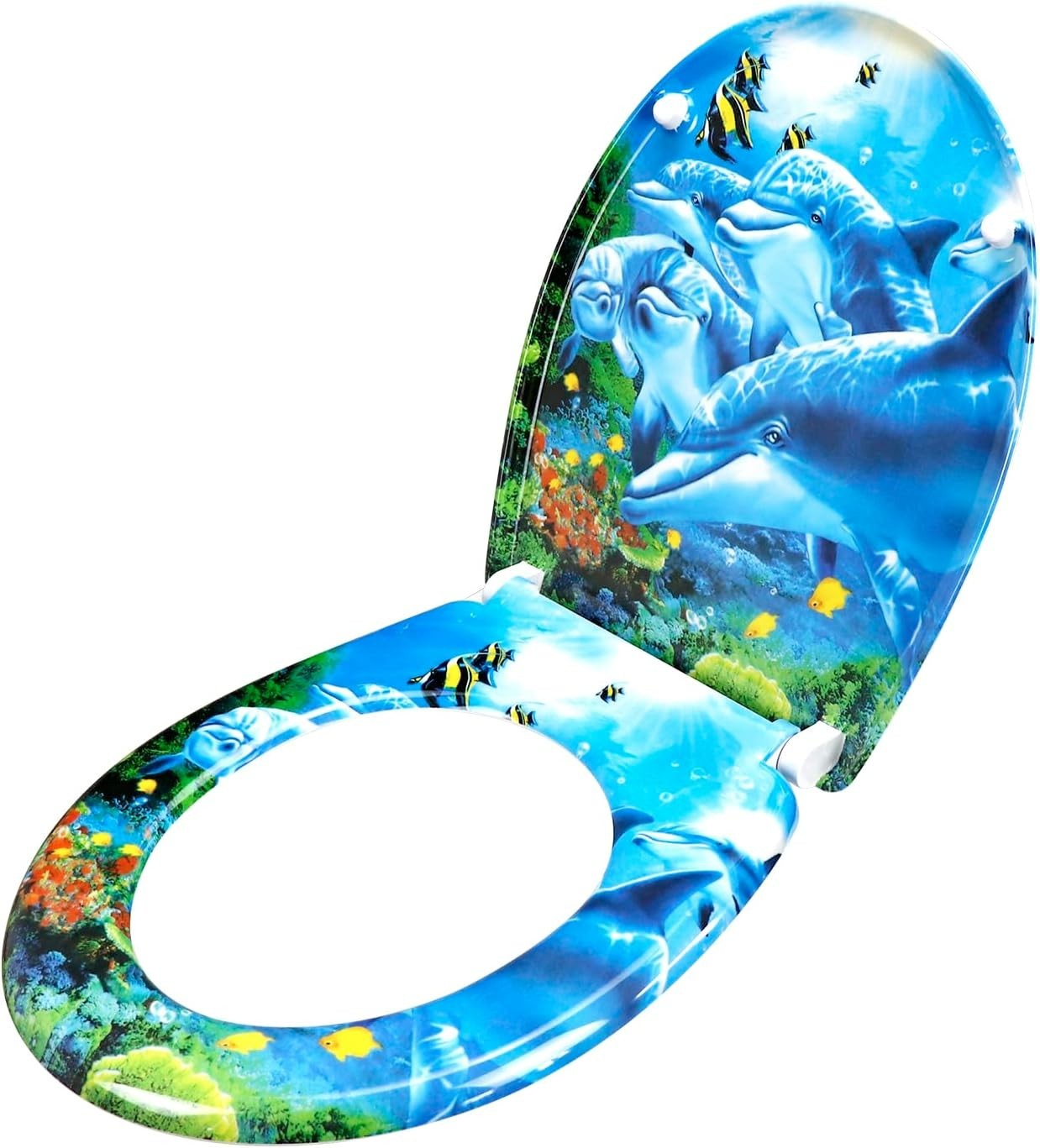 Duroplast Toilet Seat Soft Close Quick Release Top Colourful Patterns 45x37cm