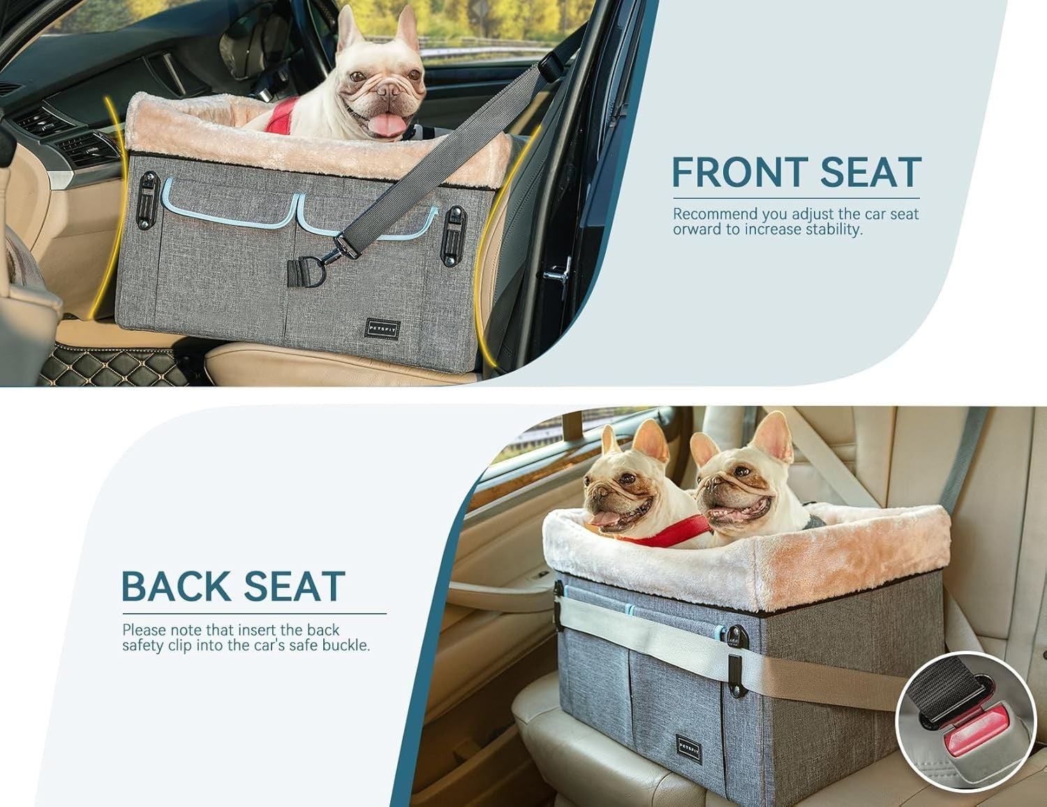 Medium Dog Car Seat Booster Bed Safety Harness Washable Pad 20kg
