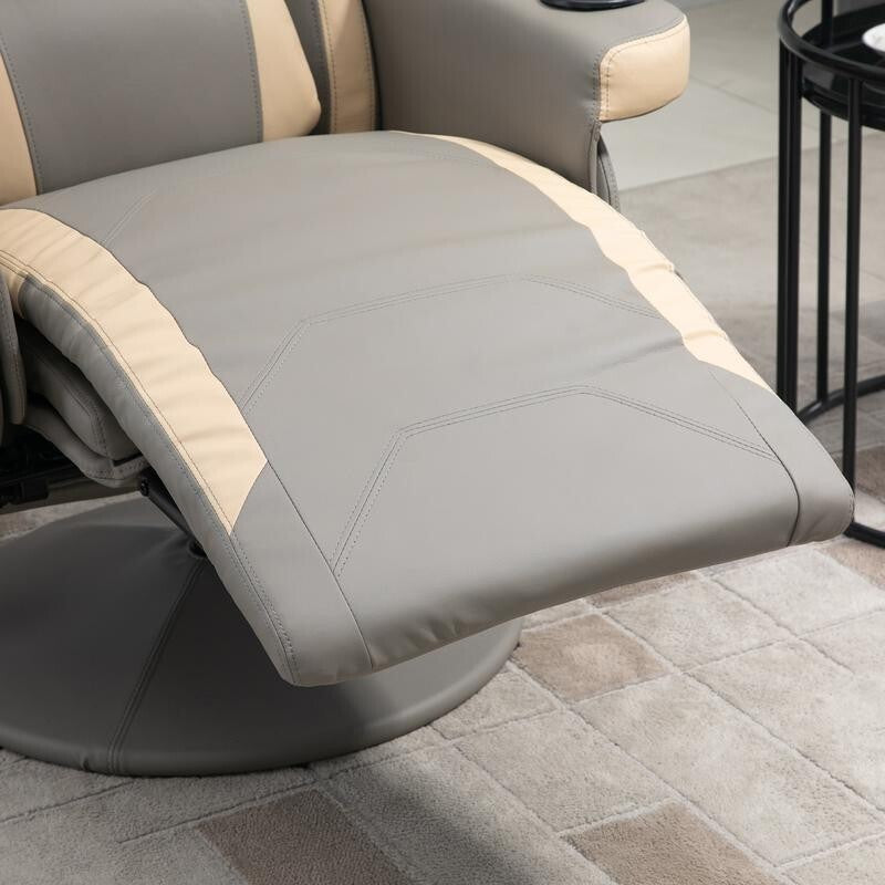 Gaming Recliner Chair Swivel Armchair w/ Footrest Cup Holders Pockets Grey (SV)