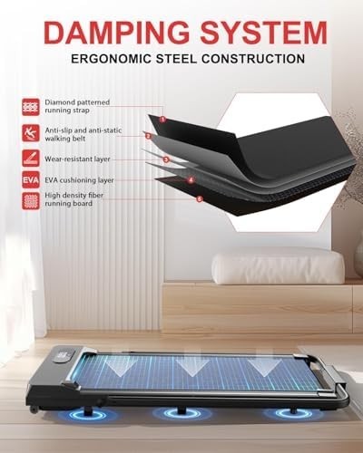 Under Desk Walking Pad Treadmill 2.5HP Quiet Compact LED Remote 145kg Capacity
