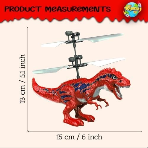 Toyana LED Flying Dinosaur Drone for Kids 6+ | Gesture Control RC Dragon Toy