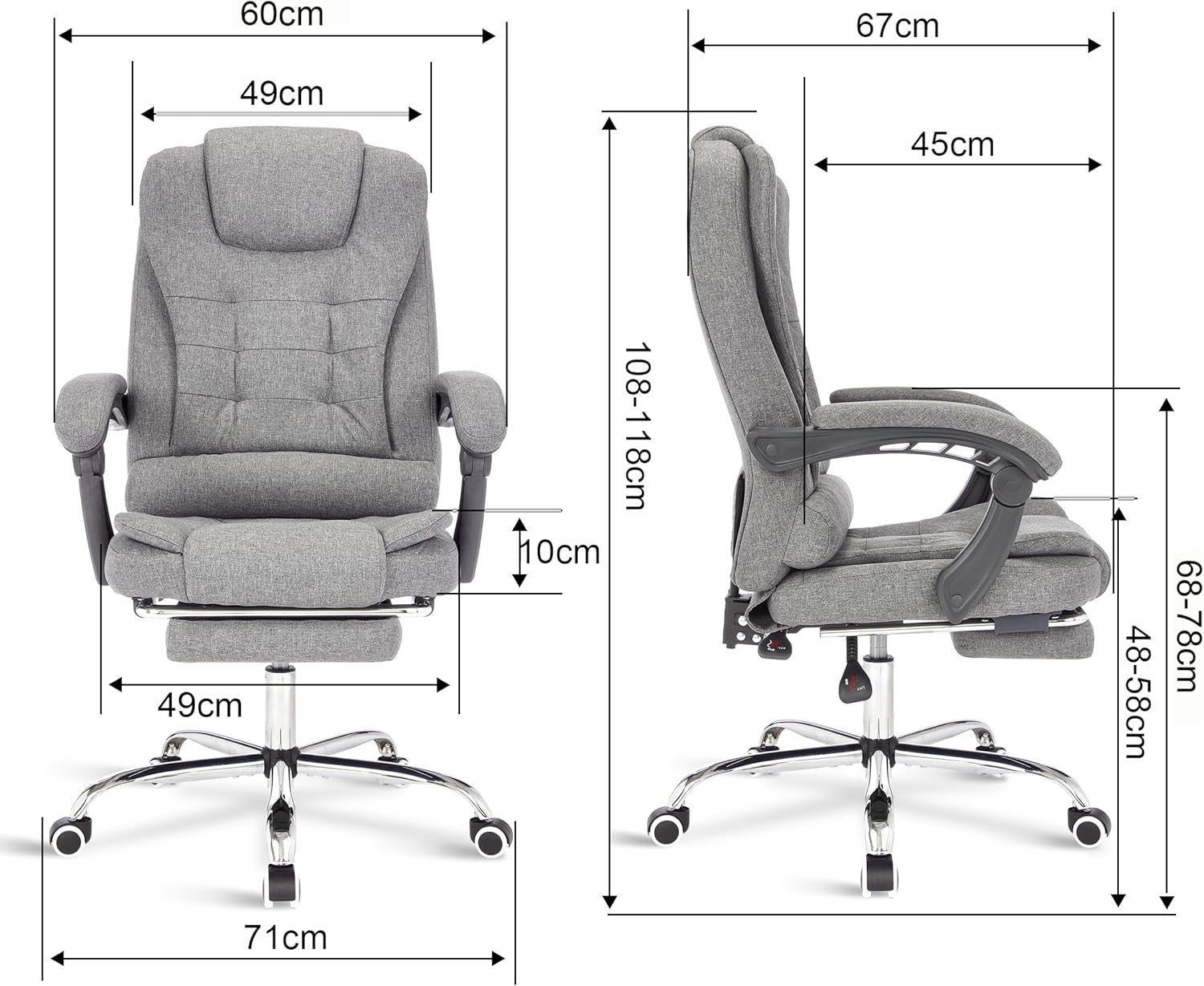 Executive Ergonomic Office Chair Recliner High Back Lumbar Support Padded Armres