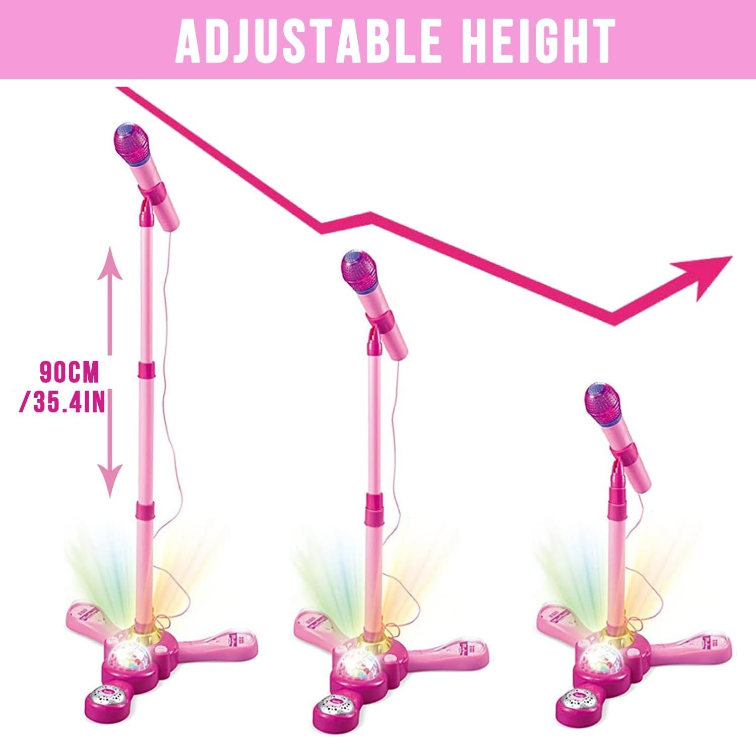 Kids Karaoke Machine with Stand Mic LED Stage Lights Adjustable