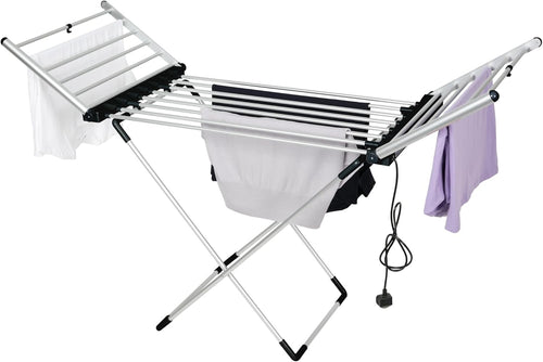Electric Clothes Airer XL 20 Bar Heated Folding Drying Rack with Timer