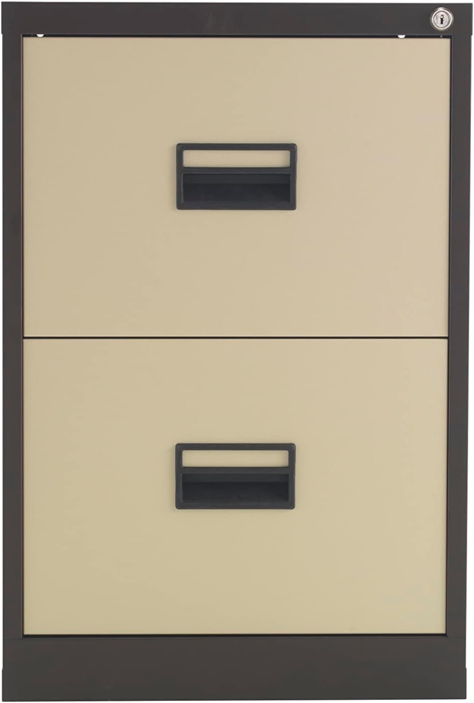 Coffee Cream Steel Filing Cabinet 2 Drawer Lockable Heavy Duty 70cm
