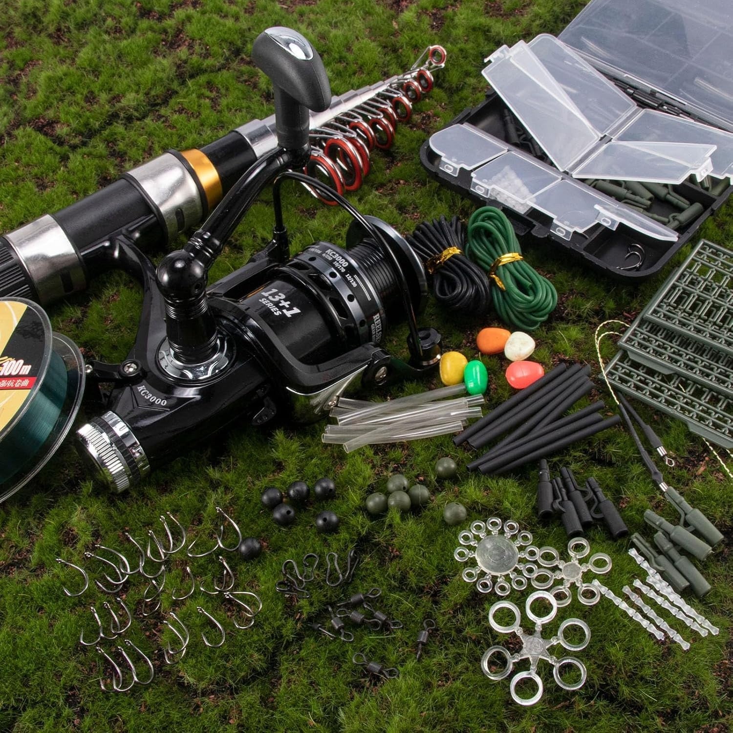 Telescopic Carp Fishing Rod Reel Combo Bait Feeder Travel Kit