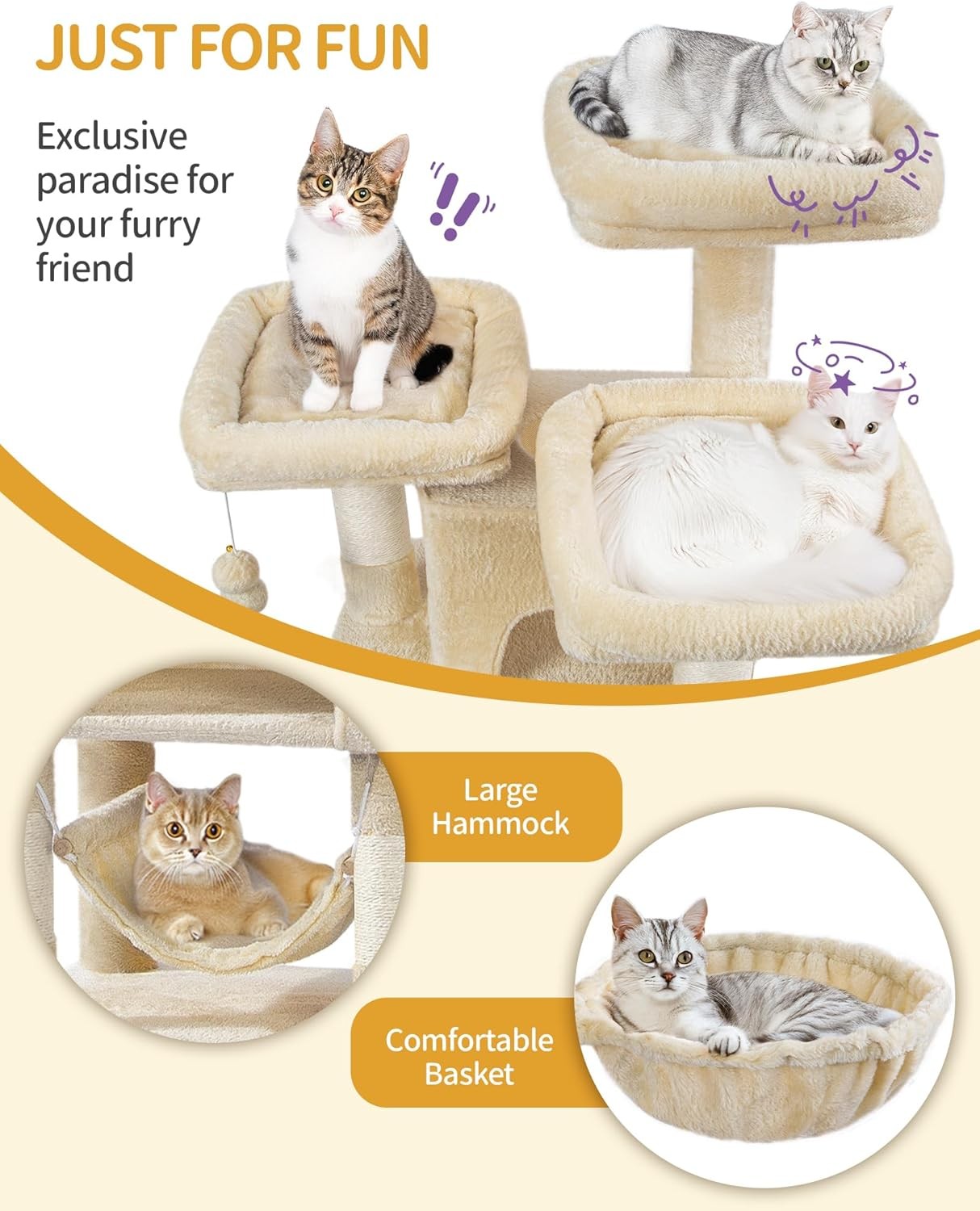 Large Cat Tree 176cm Multi-Level Tower with Caves Hammock Sisal Posts