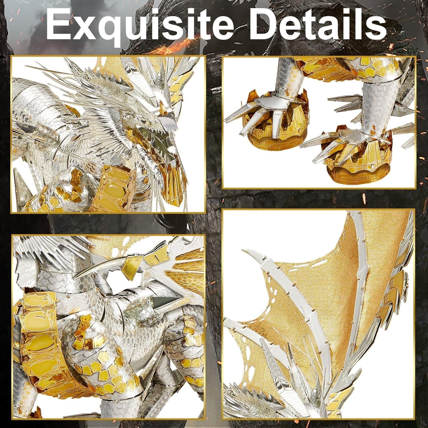 3D Metal Dragon Puzzle Model Kit for Adults - DIY Home Decor, 155 Pieces