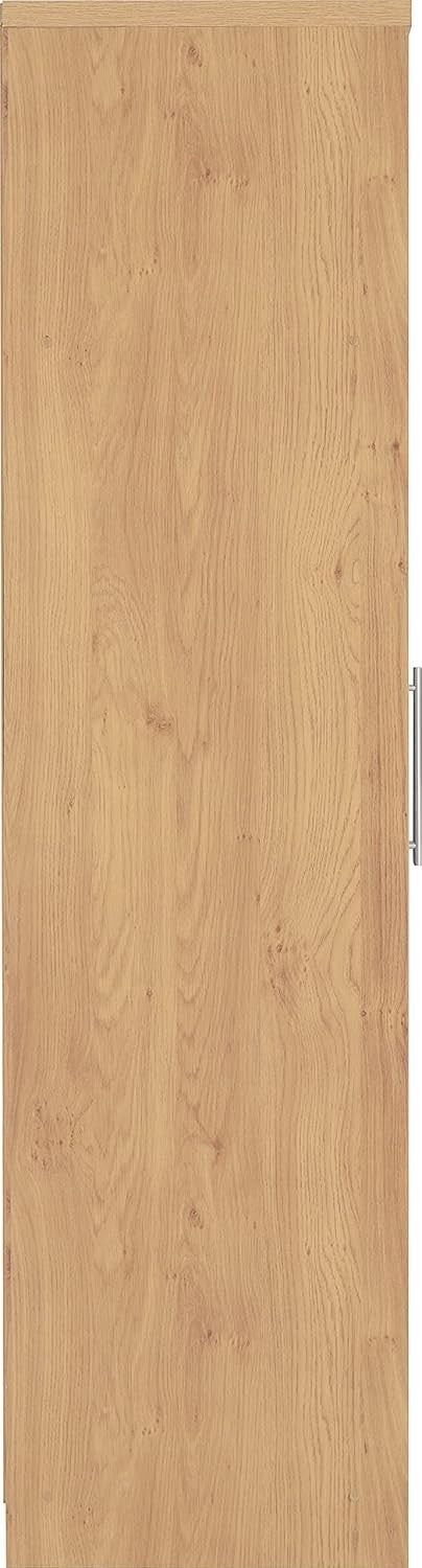 Grey Gloss 2 Door Wardrobe with Light Oak Frame – Compact Bedroom Storage