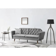 3 Seater Velvet Sofa Bed Grey Click Clack Recliner Guest Bed Couch