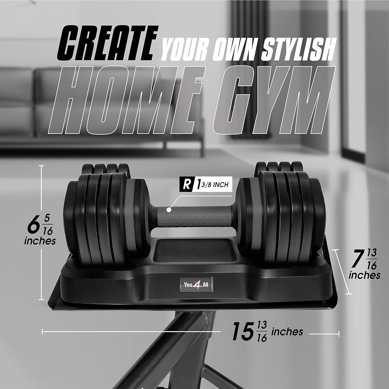 5-in-1 Adjustable Dumbbells Pair 15–55LB One-Second Dial Home Gym