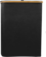 Black Foldable Laundry Hamper with Lid 3-Section Clothes Organizer 160L