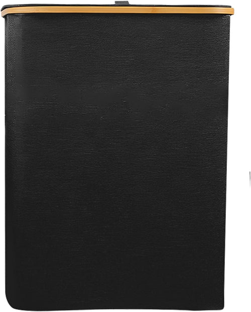 Black Foldable Laundry Hamper with Lid 3-Section Clothes Organizer 160L