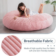 Pink Round Bean Bag Sofa Bed 180x180cm | Large Floor Chair for Adults