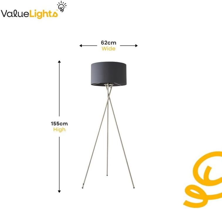 Chrome Tripod Floor Lamp Pink Shade Tall Modern Standing Light LED Included