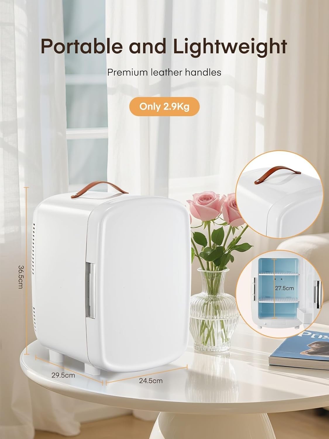 10L Mini Fridge Portable AC/DC Cooler Bedroom Office Travel White
