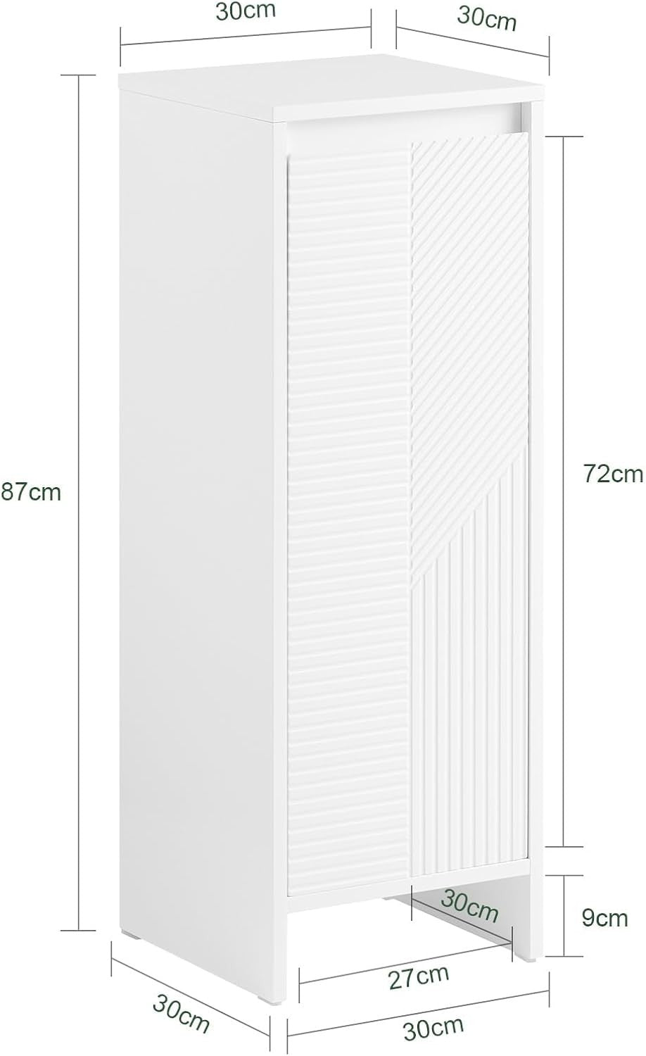 Slim Bathroom Storage Cabinet with Laundry Basket Flip-Door White 30×30×87cm