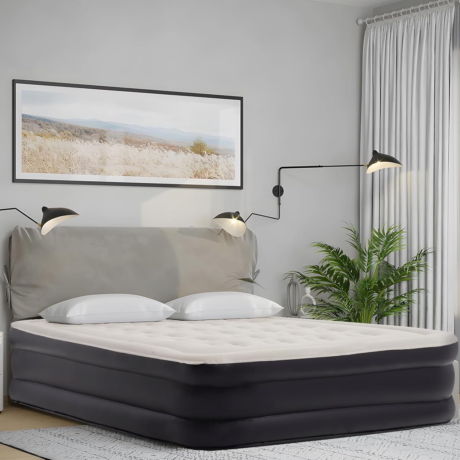 Double Inflatable Air Bed Built-In Rechargeable Pump Self Inflating Mattress