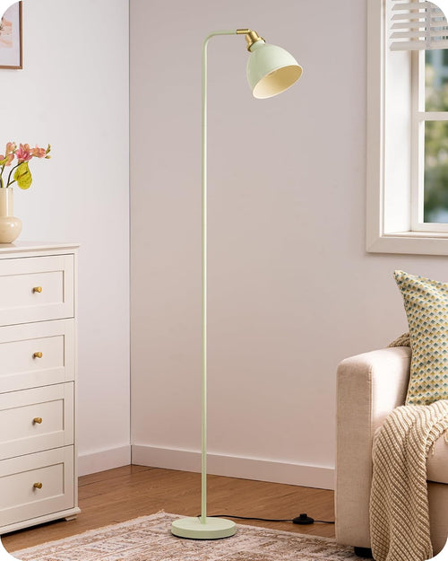 Retro Floor Lamp Adjustable Shade LED Included Sage Green Standing Light