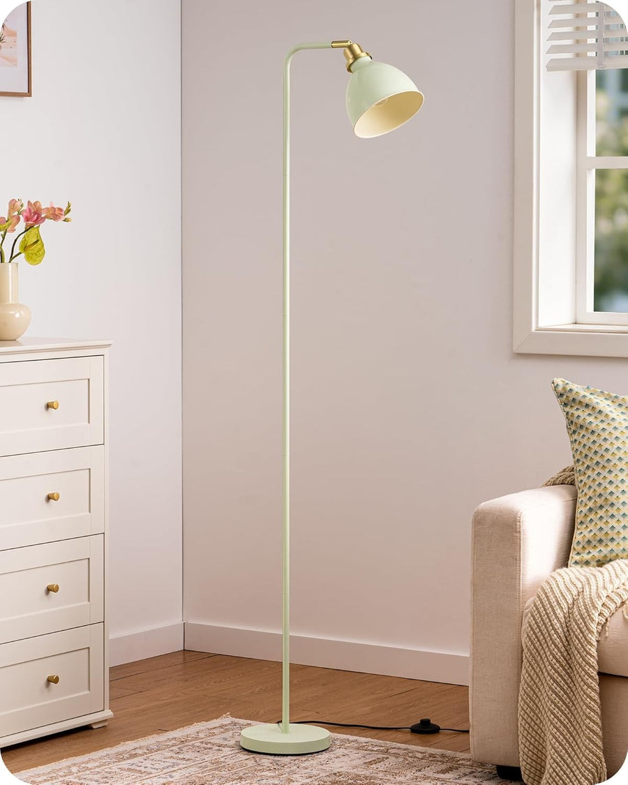 Retro Floor Lamp Adjustable Shade LED Included Sage Green Standing Light