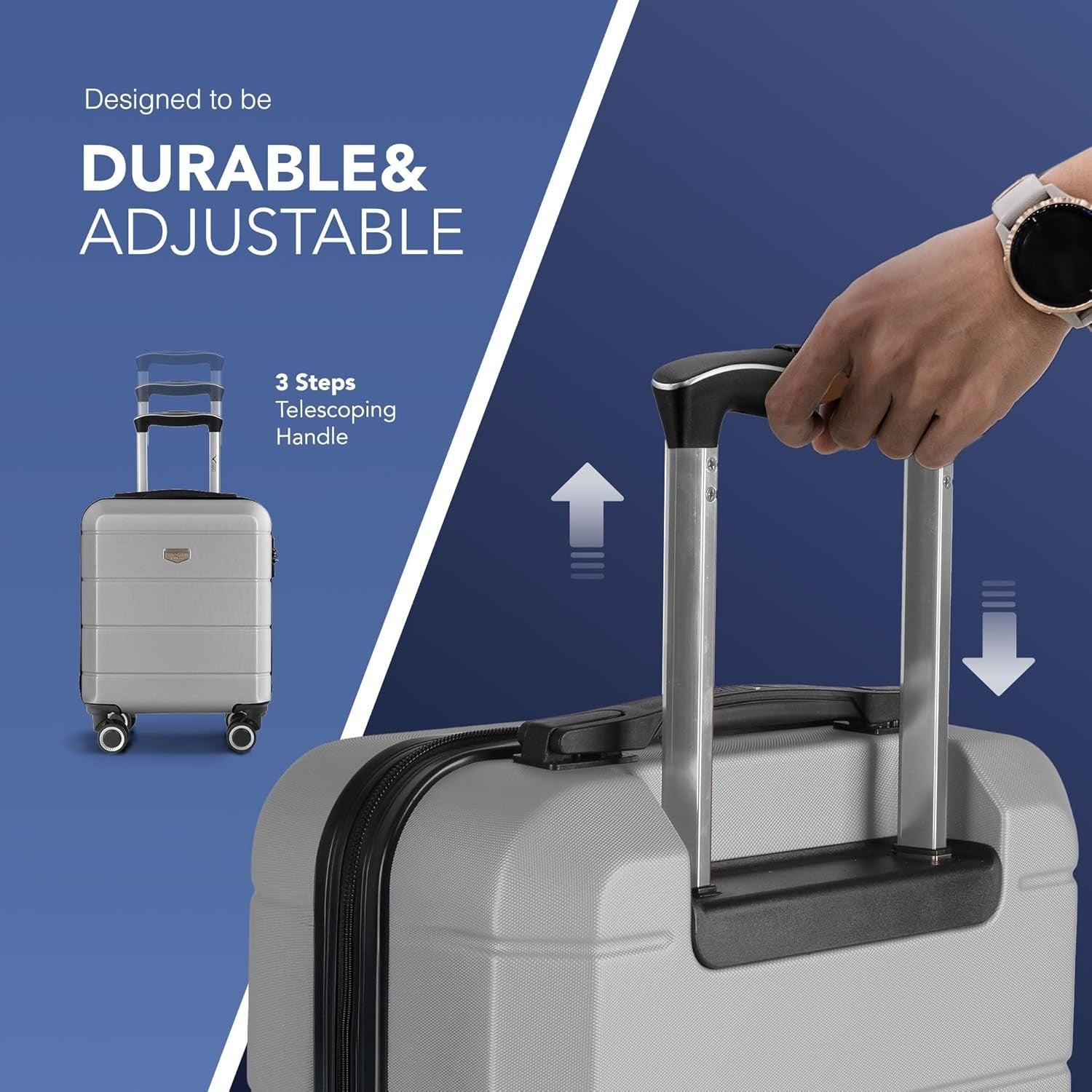 Cabin Travel Suitcase 15” ABS Hard Shell Spinner TSA Lock Airline Fit