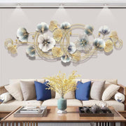 Large Gold Ginkgo Leaf Metal Wall Art 127x50cm 3D Sculpture