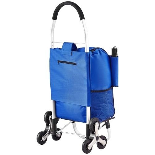 36L Folding Stair Climber Trolley Cart Grocery Laundry Handcart Blue