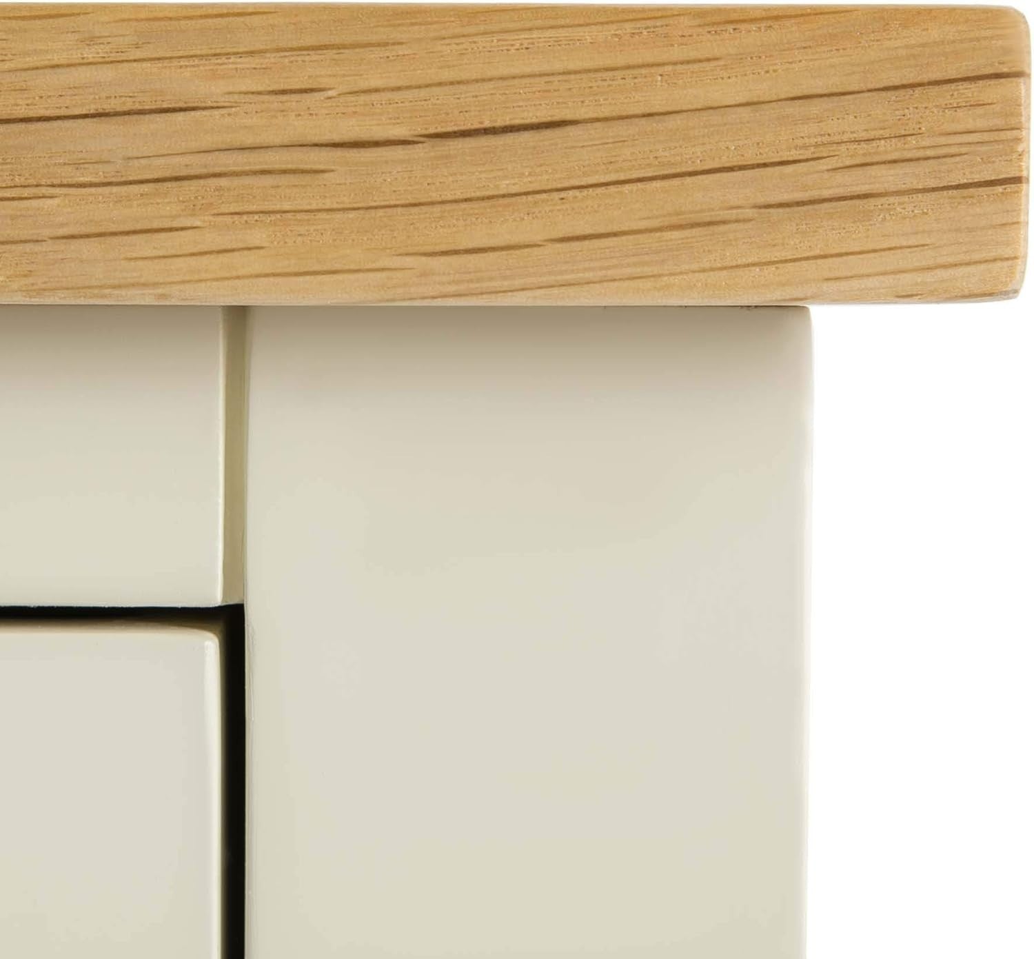 Large Cream Wooden Chest of Drawers 6 Spacious Storage Oak Top 78x120cm