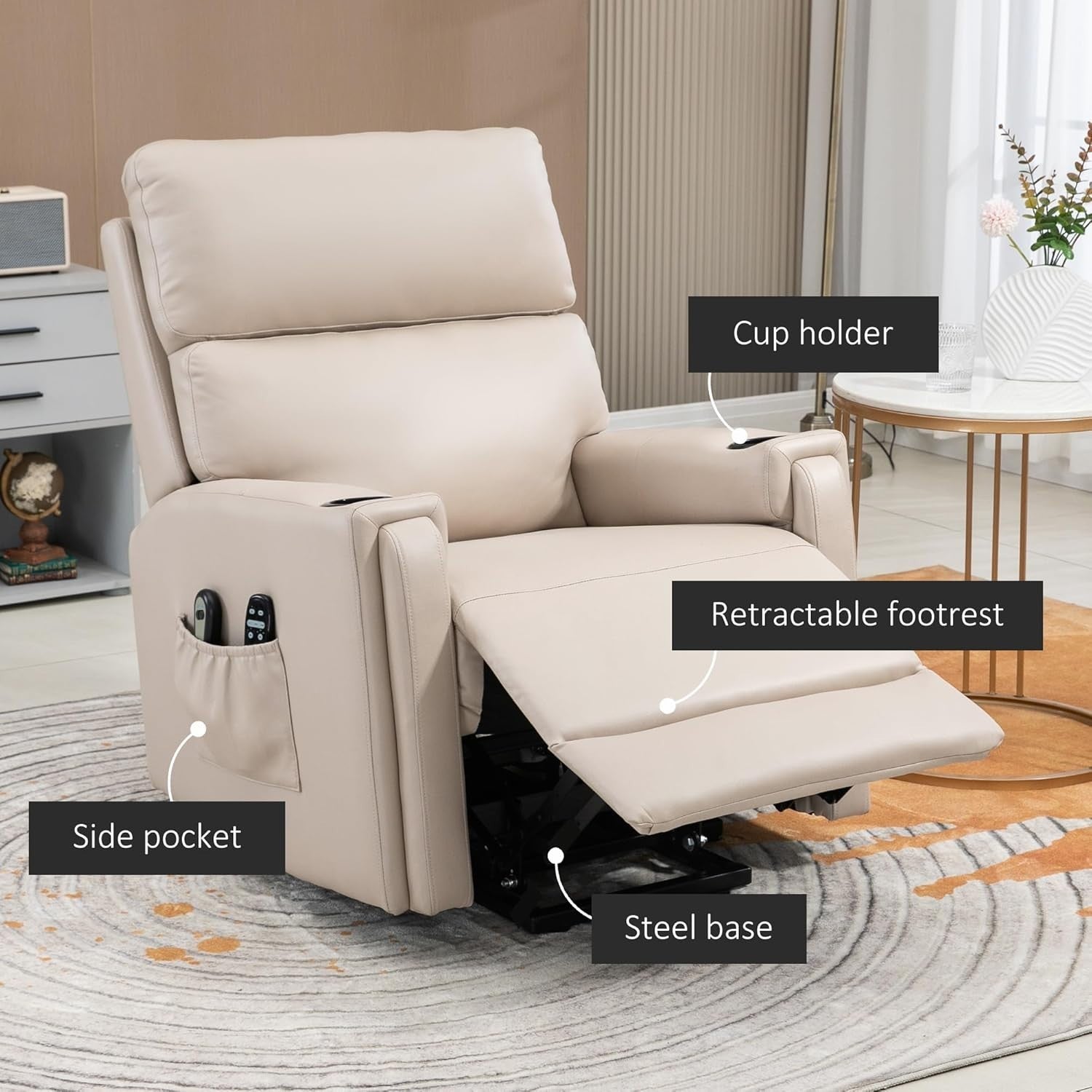 Lift Recliner Chair Massage Heat Electric Riser Armchair for Elderly Living Room