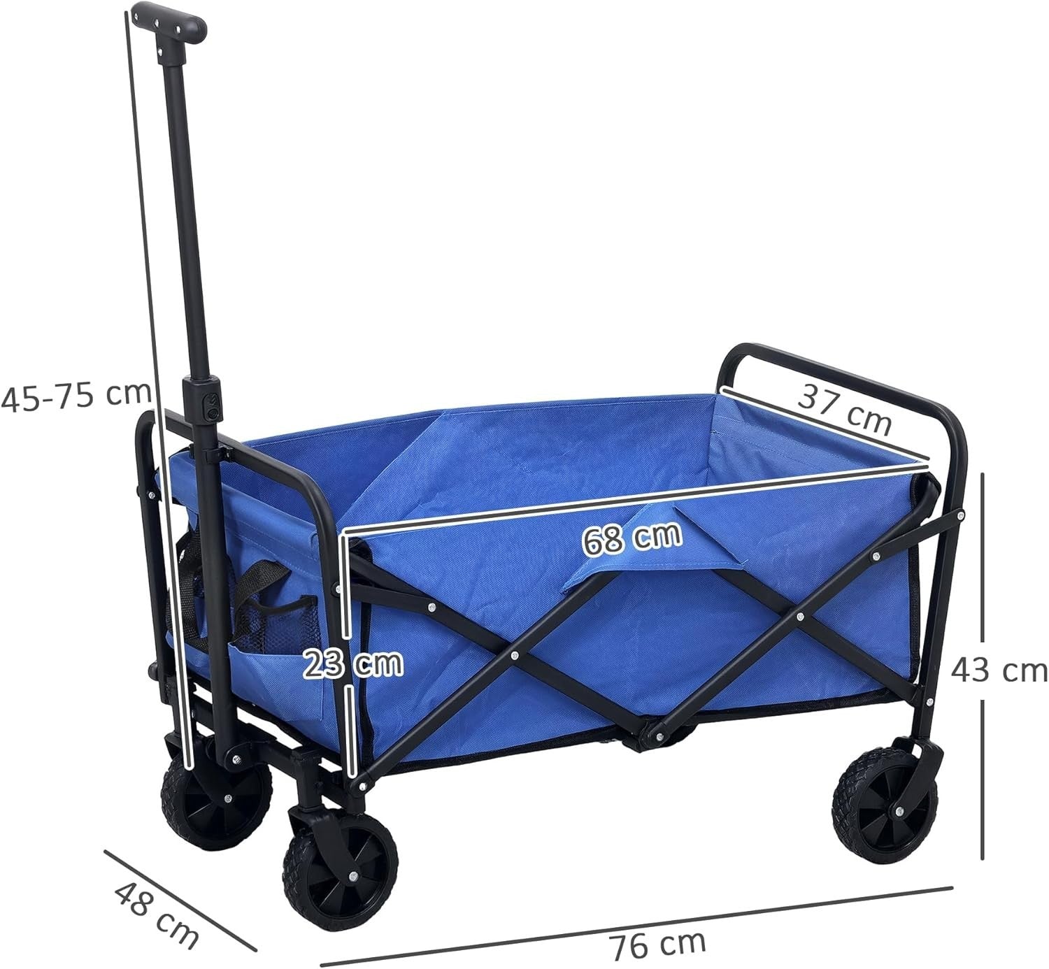 Black Folding Utility Wagon 68kg Multi-Terrain Garden Camping Shopping Trolley