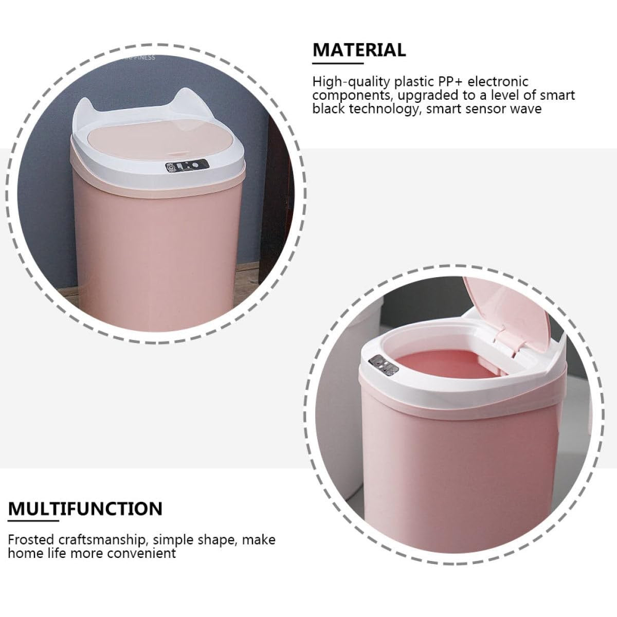 17L Touchless Smart Sensor Trash Can Rechargeable Pink