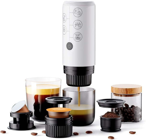 3in1 Portable Espresso Maker Travel Coffee Machine 17Bar Pod & Ground USB